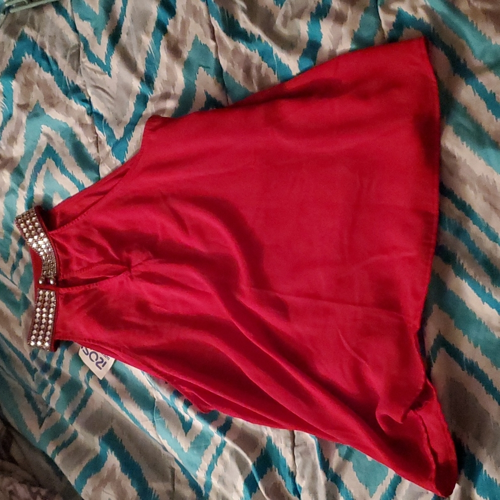 Red bling collar shirt - Picture 2 of 5